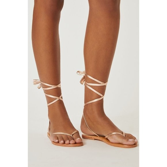 Anthropologie Shoes - ❤️SOLD❤️Anthropologie Pilcro Sandal Womens Size 37 Gold Leather Tie-Up Thong